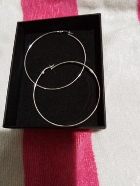 Classic Silver Plated Hoop Earrings, Studs And Size 7 ring - Women Jewelry